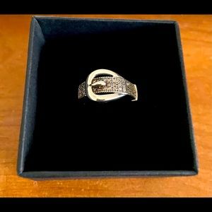 .925 Sterling Silver & Diamond Belt Ring Size 7.5
